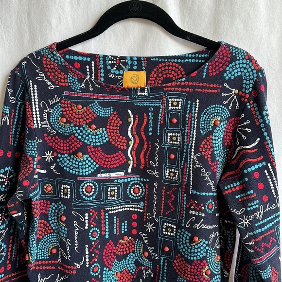 Ruby Rd. vibrant print top with front beading, size M - Picture 2 of 6